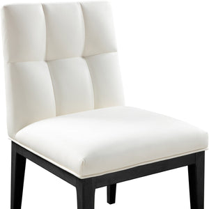 Meridian Furniture Adrian Vegan Leather Dining Chair with Solid Wood Legs Modern Upholstered Seat for Any Room Cream Set of 2 972Cream-SC