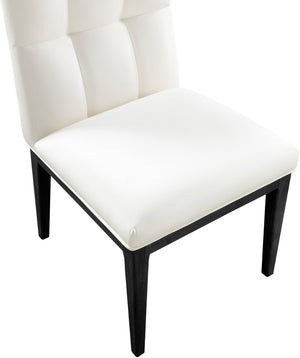 Meridian Furniture Adrian Vegan Leather Dining Chair with Solid Wood Legs Modern Upholstered Seat for Any Room Cream Set of 2 972Cream-SC