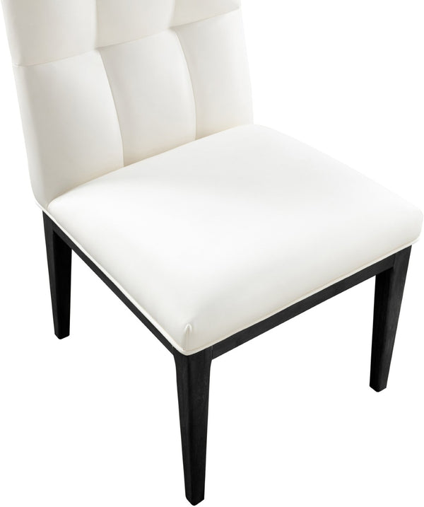 Meridian Furniture Adrian Vegan Leather Dining Chair with Solid Wood Legs Modern Upholstered Seat for Any Room Cream Set of 2 972Cream-SC