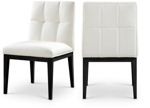 Meridian Furniture Adrian Vegan Leather Dining Chair with Solid Wood Legs Modern Upholstered Seat for Any Room Cream Set of 2 972Cream-SC