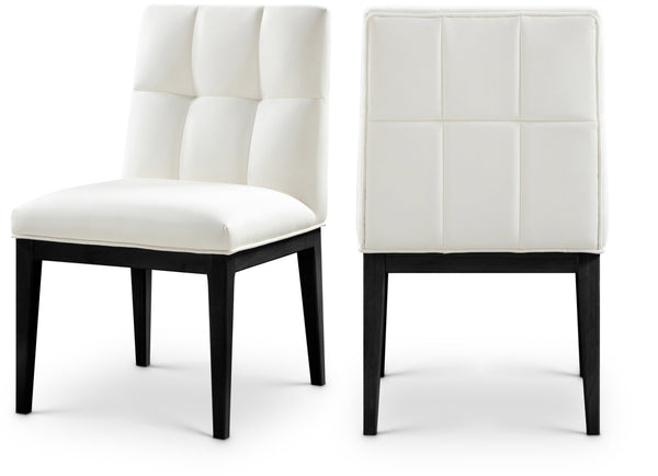 Meridian Furniture Adrian Vegan Leather Dining Chair with Solid Wood Legs Modern Upholstered Seat for Any Room Cream Set of 2 972Cream-SC