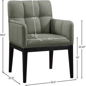 Meridian Furniture Adrian Vegan Leather Dining Arm Chair with Solid Wood Frame for Modern Home Seating Green 972 972Green-AC