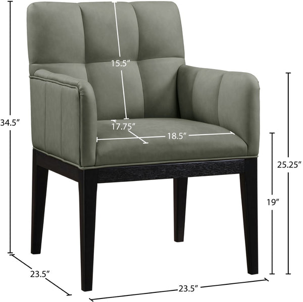 Meridian Furniture Adrian Vegan Leather Dining Arm Chair with Solid Wood Frame for Modern Home Seating Green 972 972Green-AC