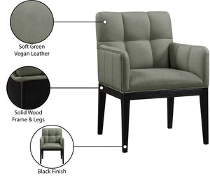 Meridian Furniture Adrian Vegan Leather Dining Arm Chair with Solid Wood Frame for Modern Home Seating Green 972 972Green-AC