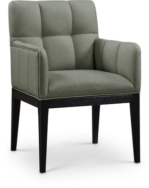 Meridian Furniture Adrian Vegan Leather Dining Arm Chair with Solid Wood Frame for Modern Home Seating Green 972 972Green-AC