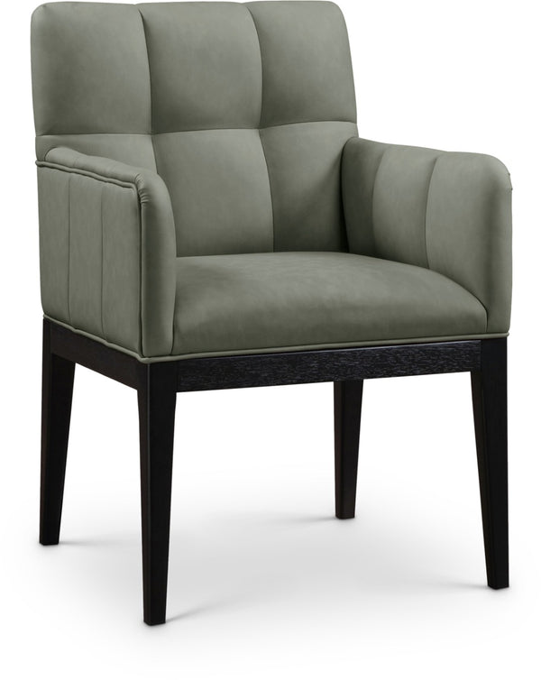 Meridian Furniture Adrian Vegan Leather Dining Arm Chair with Solid Wood Frame for Modern Home Seating Green 972 972Green-AC