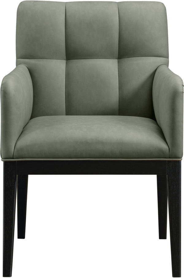 Meridian Furniture Adrian Vegan Leather Dining Arm Chair with Solid Wood Frame for Modern Home Seating Green 972 972Green-AC