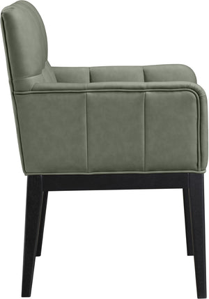 Meridian Furniture Adrian Vegan Leather Dining Arm Chair with Solid Wood Frame for Modern Home Seating Green 972 972Green-AC