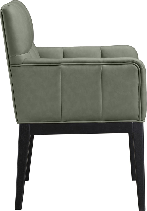 Meridian Furniture Adrian Vegan Leather Dining Arm Chair with Solid Wood Frame for Modern Home Seating Green 972 972Green-AC