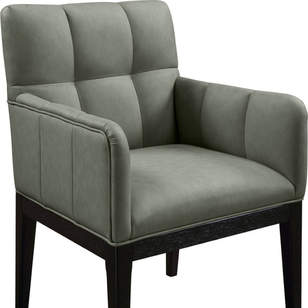 Meridian Furniture Adrian Vegan Leather Dining Arm Chair with Solid Wood Frame for Modern Home Seating Green 972 972Green-AC