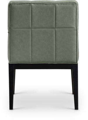 Meridian Furniture Adrian Vegan Leather Dining Arm Chair with Solid Wood Frame for Modern Home Seating Green 972 972Green-AC