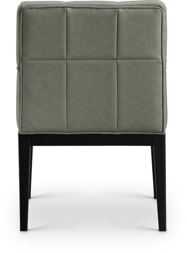 Meridian Furniture Adrian Vegan Leather Dining Arm Chair with Solid Wood Frame for Modern Home Seating Green 972 972Green-AC