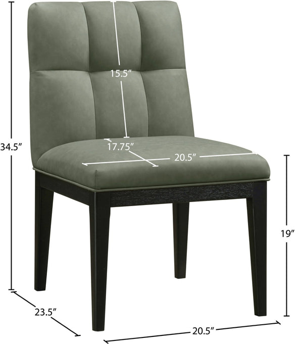 Meridian Furniture Adrian Vegan Leather Dining Chair with Solid Wood Legs Modern Upholstered Seat for Any Room Green Set of 2 972Green-SC