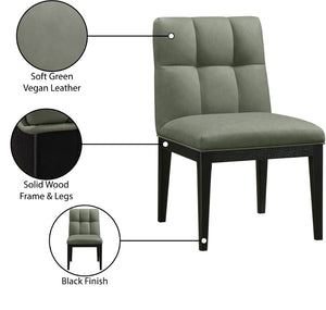 Meridian Furniture Adrian Vegan Leather Dining Chair with Solid Wood Legs Modern Upholstered Seat for Any Room Green Set of 2 972Green-SC