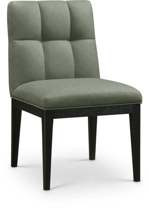 Meridian Furniture Adrian Vegan Leather Dining Chair with Solid Wood Legs Modern Upholstered Seat for Any Room Green Set of 2 972Green-SC