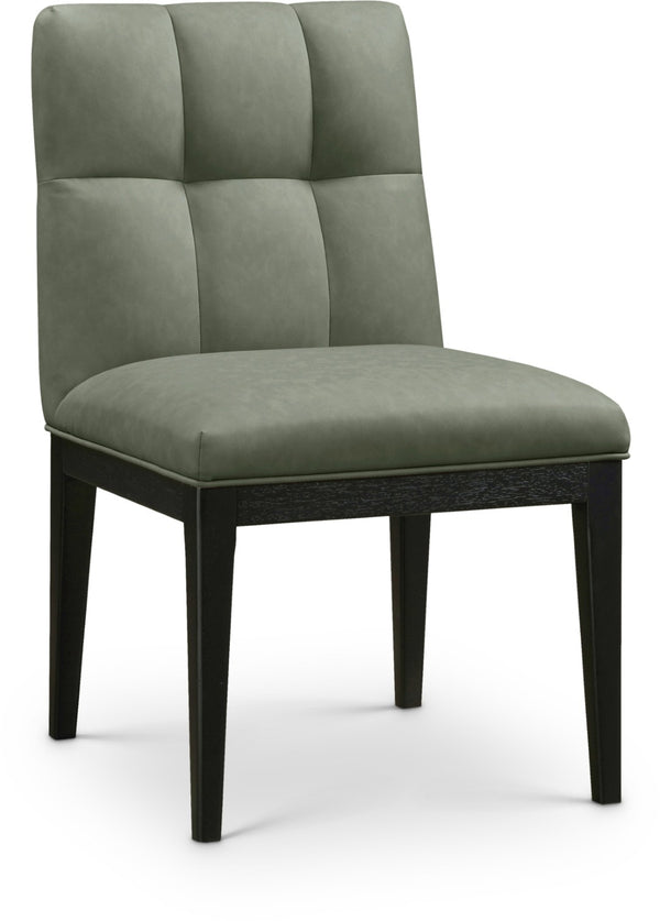 Meridian Furniture Adrian Vegan Leather Dining Chair with Solid Wood Legs Modern Upholstered Seat for Any Room Green Set of 2 972Green-SC