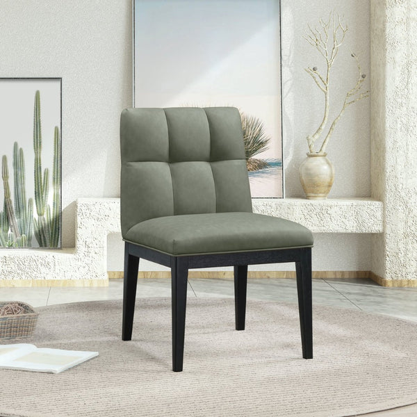 Meridian Furniture Adrian Vegan Leather Dining Chair with Solid Wood Legs Modern Upholstered Seat for Any Room Green Set of 2 972Green-SC
