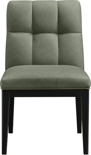 Meridian Furniture Adrian Vegan Leather Dining Chair with Solid Wood Legs Modern Upholstered Seat for Any Room Green Set of 2 972Green-SC