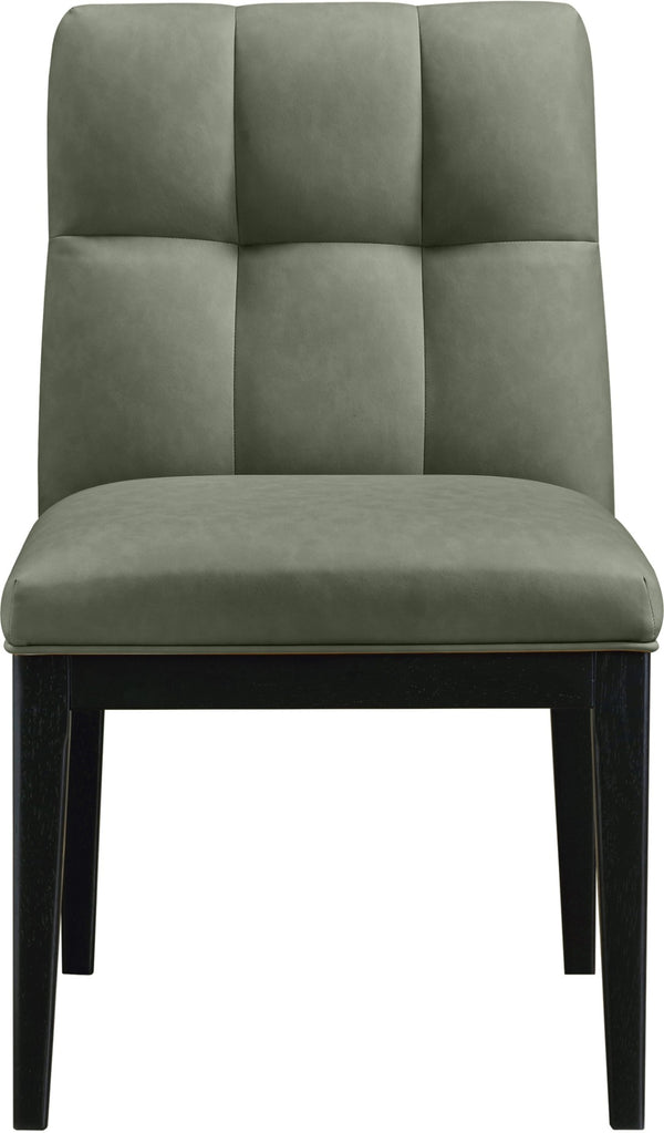 Meridian Furniture Adrian Vegan Leather Dining Chair with Solid Wood Legs Modern Upholstered Seat for Any Room Green Set of 2 972Green-SC