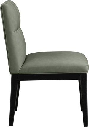Meridian Furniture Adrian Vegan Leather Dining Chair with Solid Wood Legs Modern Upholstered Seat for Any Room Green Set of 2 972Green-SC