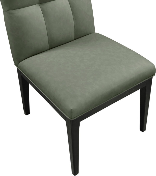 Meridian Furniture Adrian Vegan Leather Dining Chair with Solid Wood Legs Modern Upholstered Seat for Any Room Green Set of 2 972Green-SC