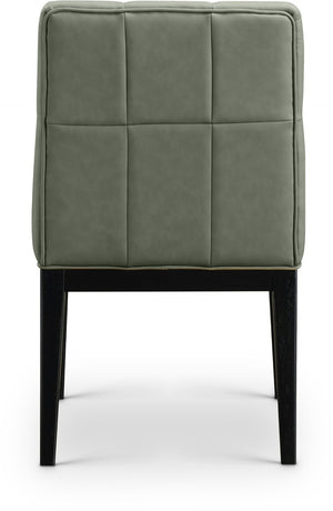 Meridian Furniture Adrian Vegan Leather Dining Chair with Solid Wood Legs Modern Upholstered Seat for Any Room Green Set of 2 972Green-SC