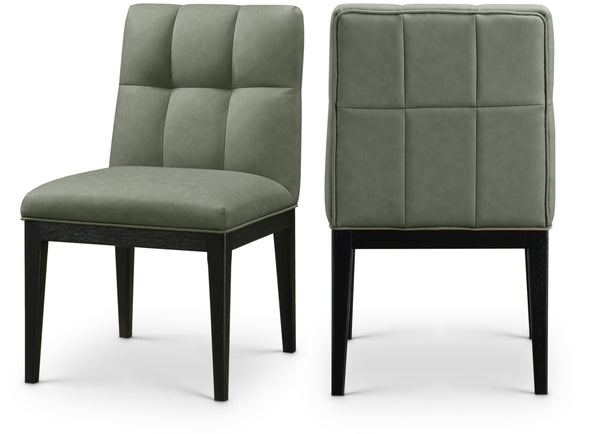 Meridian Furniture Adrian Vegan Leather Dining Chair with Solid Wood Legs Modern Upholstered Seat for Any Room Green Set of 2 972Green-SC