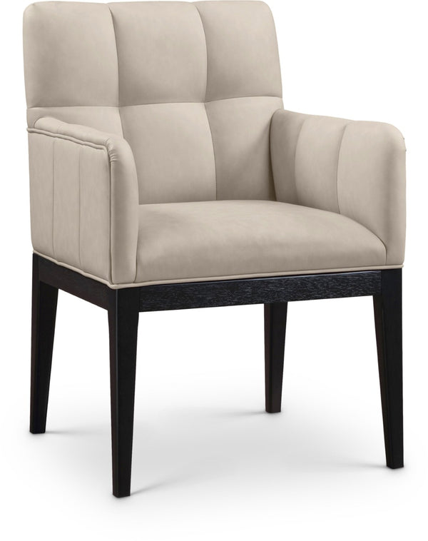 Meridian Furniture Adrian Vegan Leather Dining Arm Chair with Solid Wood Frame for Modern Home Seating Taupe 972 972Taupe-AC