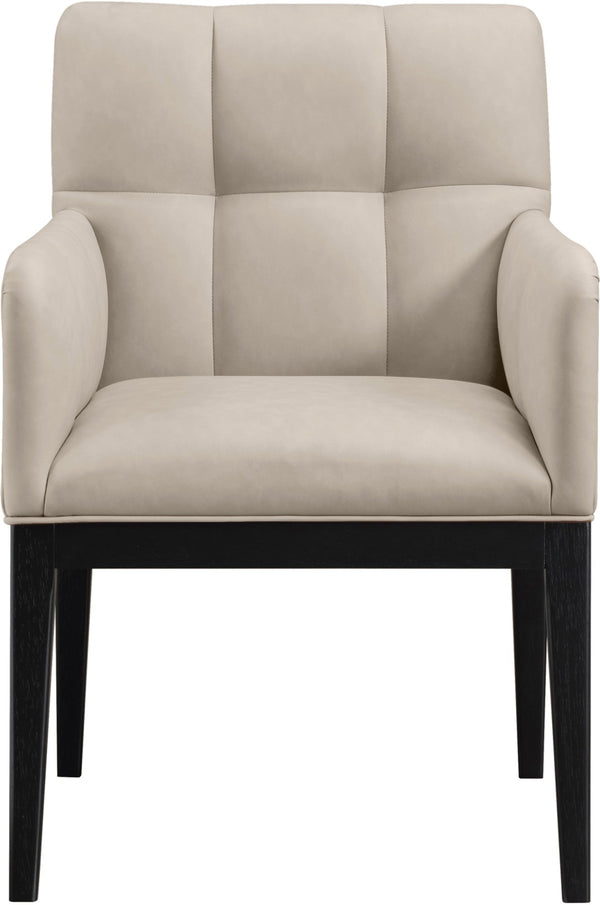 Meridian Furniture Adrian Vegan Leather Dining Arm Chair with Solid Wood Frame for Modern Home Seating Taupe 972 972Taupe-AC
