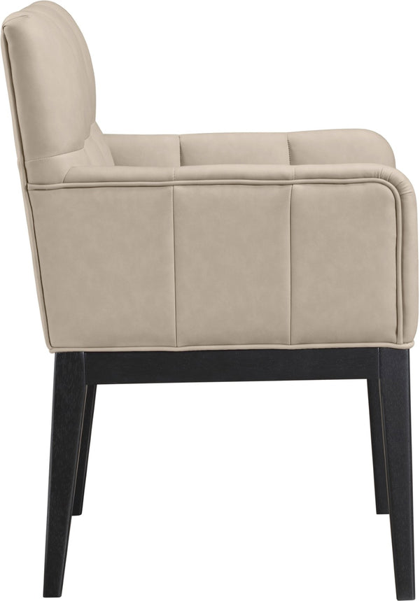 Meridian Furniture Adrian Vegan Leather Dining Arm Chair with Solid Wood Frame for Modern Home Seating Taupe 972 972Taupe-AC