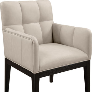 Meridian Furniture Adrian Vegan Leather Dining Arm Chair with Solid Wood Frame for Modern Home Seating Taupe 972 972Taupe-AC