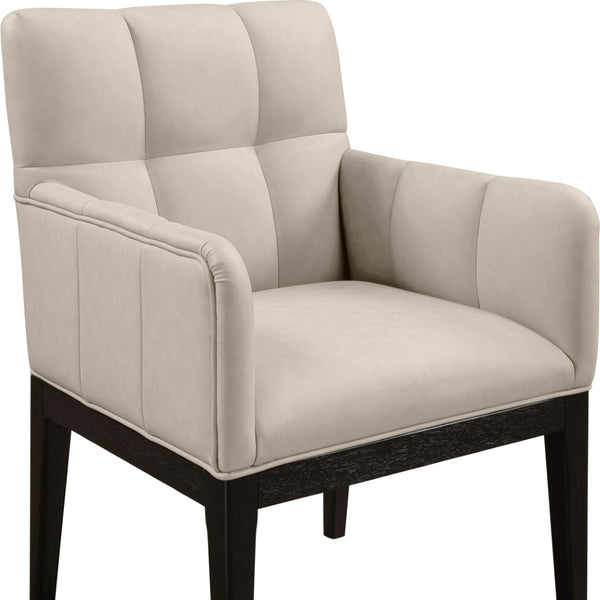 Meridian Furniture Adrian Vegan Leather Dining Arm Chair with Solid Wood Frame for Modern Home Seating Taupe 972 972Taupe-AC