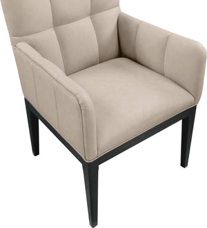 Meridian Furniture Adrian Vegan Leather Dining Arm Chair with Solid Wood Frame for Modern Home Seating Taupe 972 972Taupe-AC