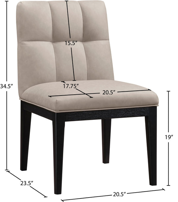 Meridian Furniture Adrian Vegan Leather Dining Chair with Solid Wood Legs Modern Upholstered Seat for Any Room Taupe Set of 2 972Taupe-SC