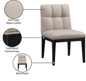Meridian Furniture Adrian Vegan Leather Dining Chair with Solid Wood Legs Modern Upholstered Seat for Any Room Taupe Set of 2 972Taupe-SC