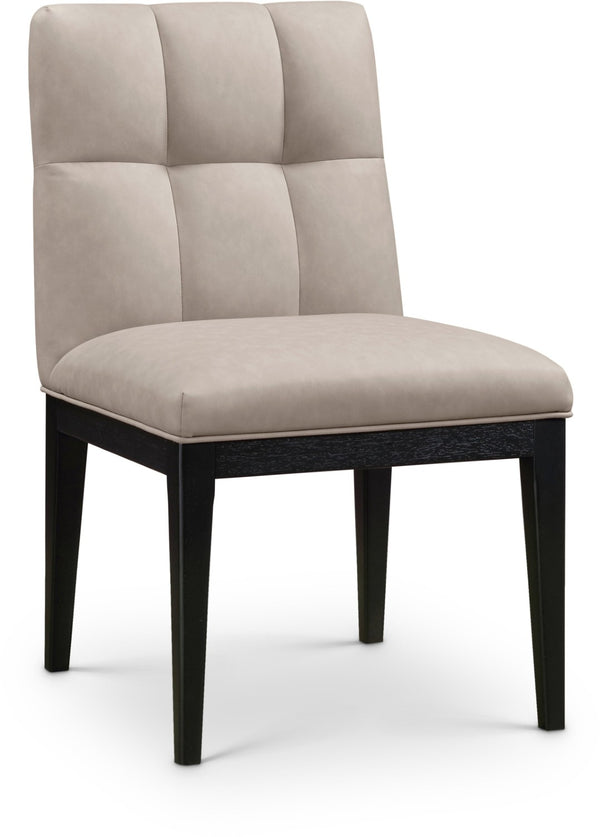 Meridian Furniture Adrian Vegan Leather Dining Chair with Solid Wood Legs Modern Upholstered Seat for Any Room Taupe Set of 2 972Taupe-SC