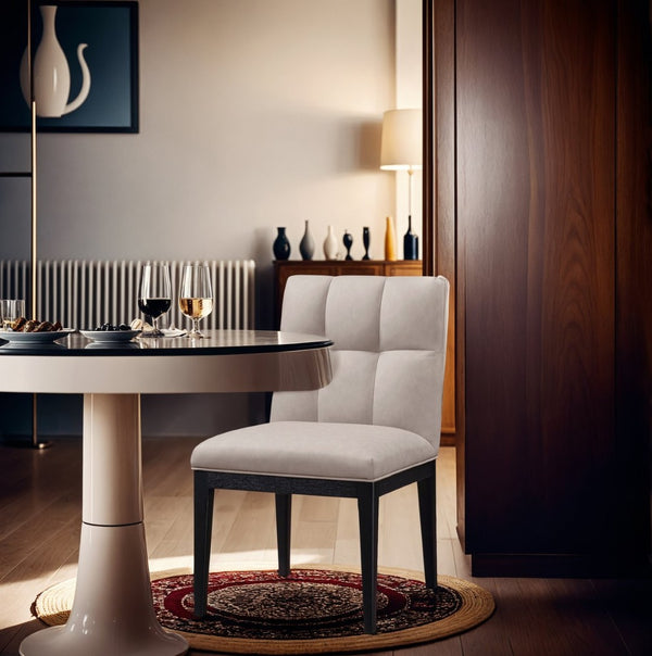 Meridian Furniture Adrian Vegan Leather Dining Chair with Solid Wood Legs Modern Upholstered Seat for Any Room Taupe Set of 2 972Taupe-SC