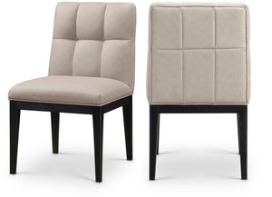Meridian Furniture Adrian Vegan Leather Dining Chair with Solid Wood Legs Modern Upholstered Seat for Any Room Taupe Set of 2 972Taupe-SC