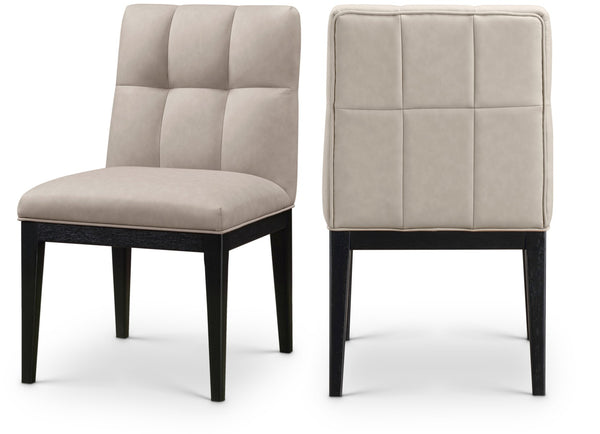 Meridian Furniture Adrian Vegan Leather Dining Chair with Solid Wood Legs Modern Upholstered Seat for Any Room Taupe Set of 2 972Taupe-SC