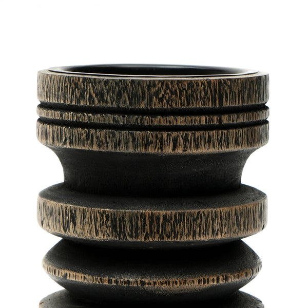 English Elm Decorative Wooden Centerpiece Candle Holder – Elegant Black Stand For Pillar Candles & Home Décor B346P336824