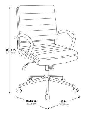 OSP Home Furnishings High Back Executive Office Chair Faux Leather Ergonomic Seat with Chrome Arms and Lumbar Support Mid SPX23591C-U1