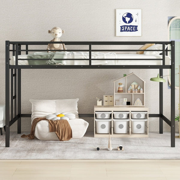 English Elm Twin Metal Loft Bed With Ladder & Guardrails - Stylish Space-Saving Solution For Kids’ Rooms! W1580P309651-GIGA