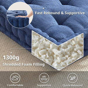 English Elm Poly Chenille Square Floor Pillow Cushion Plush 24x24 Inch Soft Polyester Seat Pad for Cozy Living Spaces Navy Blue 3.22 L x 23.03 W x 12.8 H B035P280524