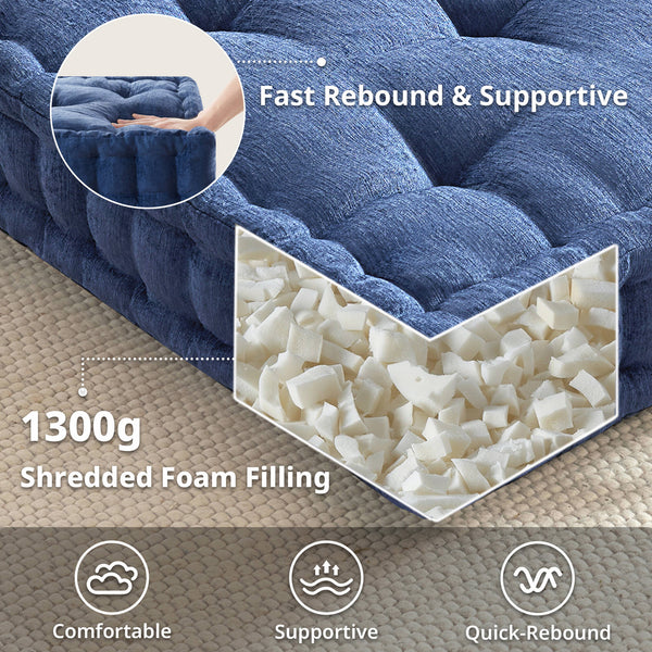 English Elm Poly Chenille Square Floor Pillow Cushion Plush 24x24 Inch Soft Polyester Seat Pad for Cozy Living Spaces Navy Blue 3.22 L x 23.03 W x 12.8 H B035P280524