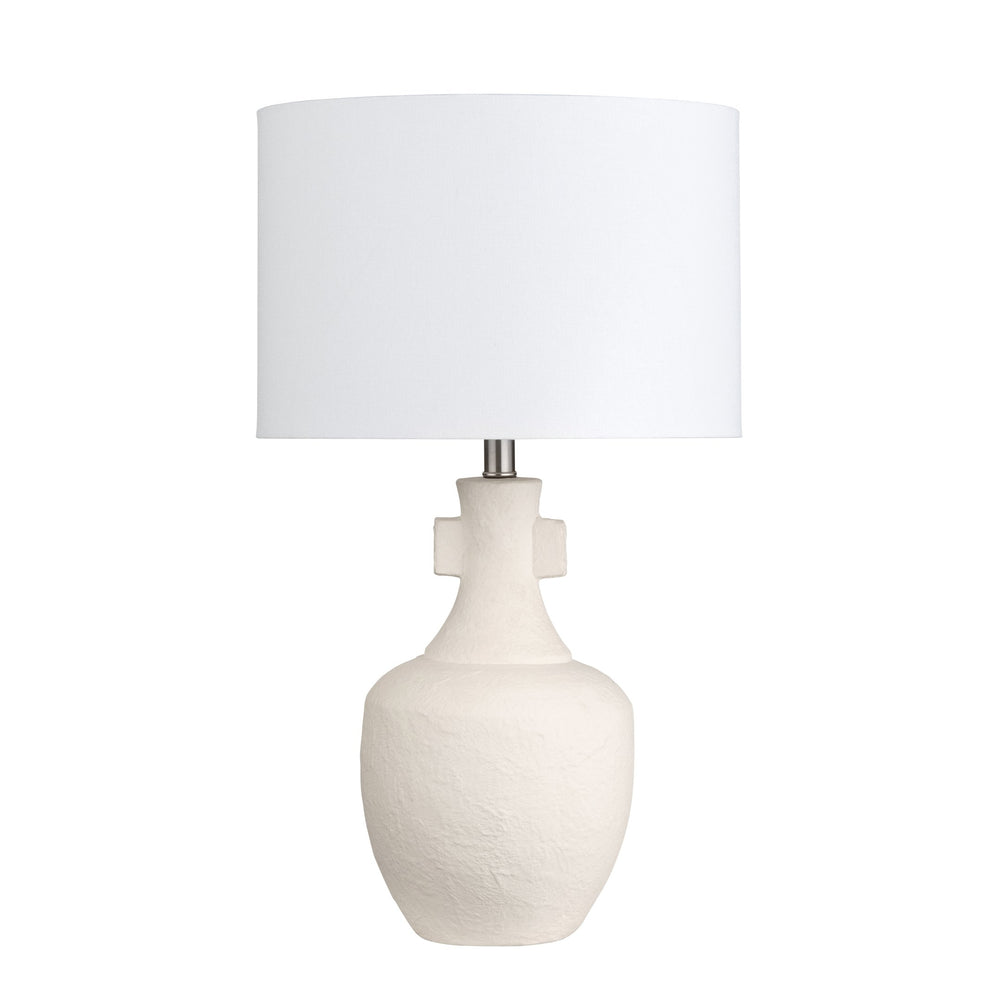Crestview Collection 26.25"H Elegant Ceramic Table Lamp With Textured Cream Finish And White Linen Shade For Modern Spaces   Cvazp117
