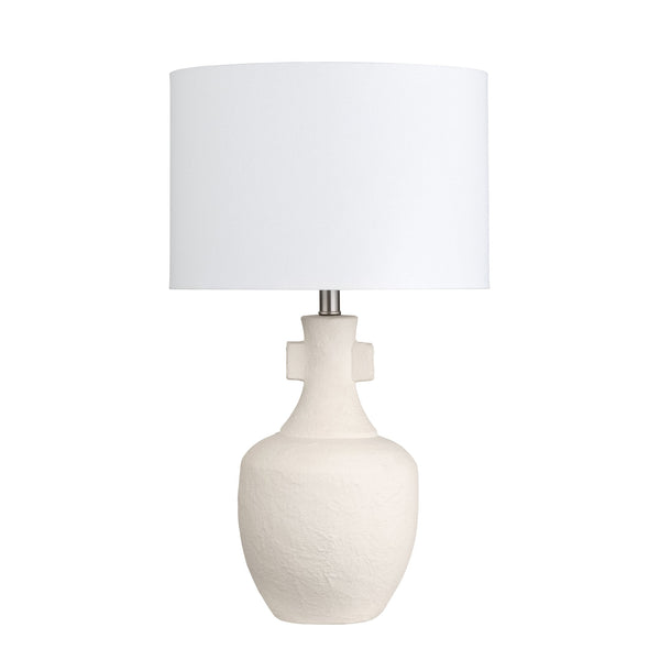 Crestview Collection 26.25"H Elegant Ceramic Table Lamp With Textured Cream Finish And White Linen Shade For Modern Spaces   Cvazp117