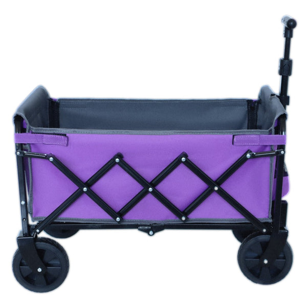 English Elm All-in-one Folding Camping Wagon with Bench Seating Storage and Pet Tether Outdoor Purple W2932P312714