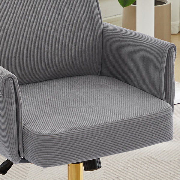 English Elm Mid-back Striped Fabric Office Chair with Gold Base Ergonomic Memory Foam Lumbar Gray W2311P420443