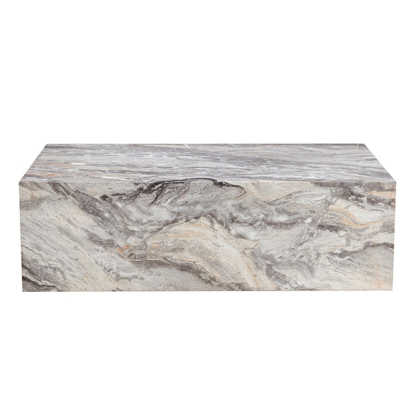 English Elm 39.3*23.6*12 Grey Stone Pattern Coffee Table - MDF Luxury Finish, Ready-to-Use Accent for Modern Homes W1151P242267