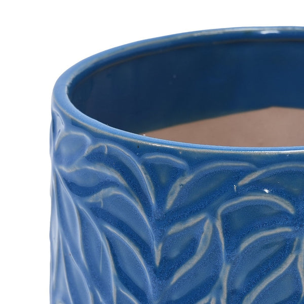 English Elm Set Of 2 Ceramic Flowerpots - 7" Stylish Navy Planters For Modern Home, Garden & Patio Décor W3273P322544-GIGA